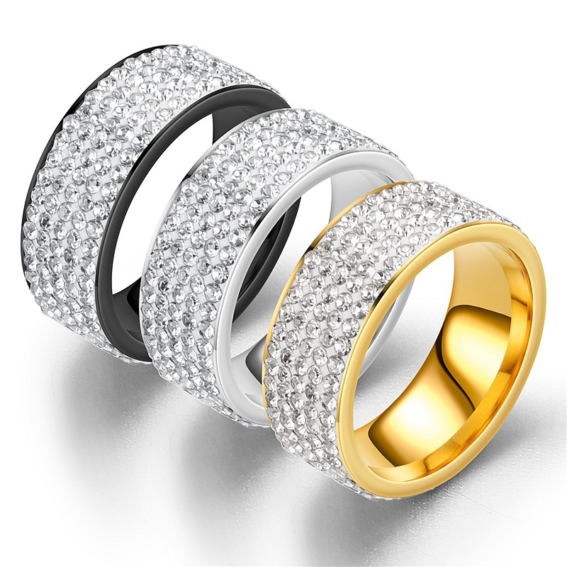 Grohandel Mode fnfreihiger DiamantEdelstahlPaarring Nihaojewelry