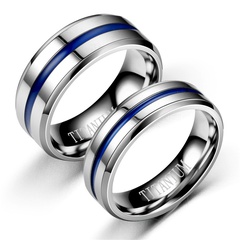 wholesale jewelry blue titanium steel smooth ring Nihaojewelry