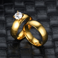 wholesale fashion zircon 18K gold titanium steel ring Nihaojewelry