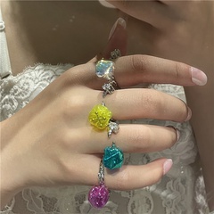 wholesale fashion color candy paper diamond alloy ring Nihaojewelry