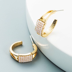 wholesale jewelry retro pearl circle earrings Nihaojewelry
