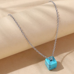 wholesale fashion square natural stone pendent alloy necklace Nihaojewelry