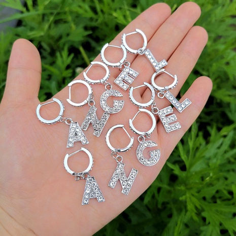 vente en gros bijoux lettre incrusté de boucles d'oreilles pendantes en diamant nihaojewelry's discount tags