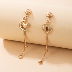 wholesale Korean creative heart moon tassel long earrings Nihaojewelry