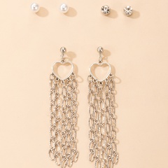 wholesale jewelry hollow heart long chain tassel earrings nihaojewelry