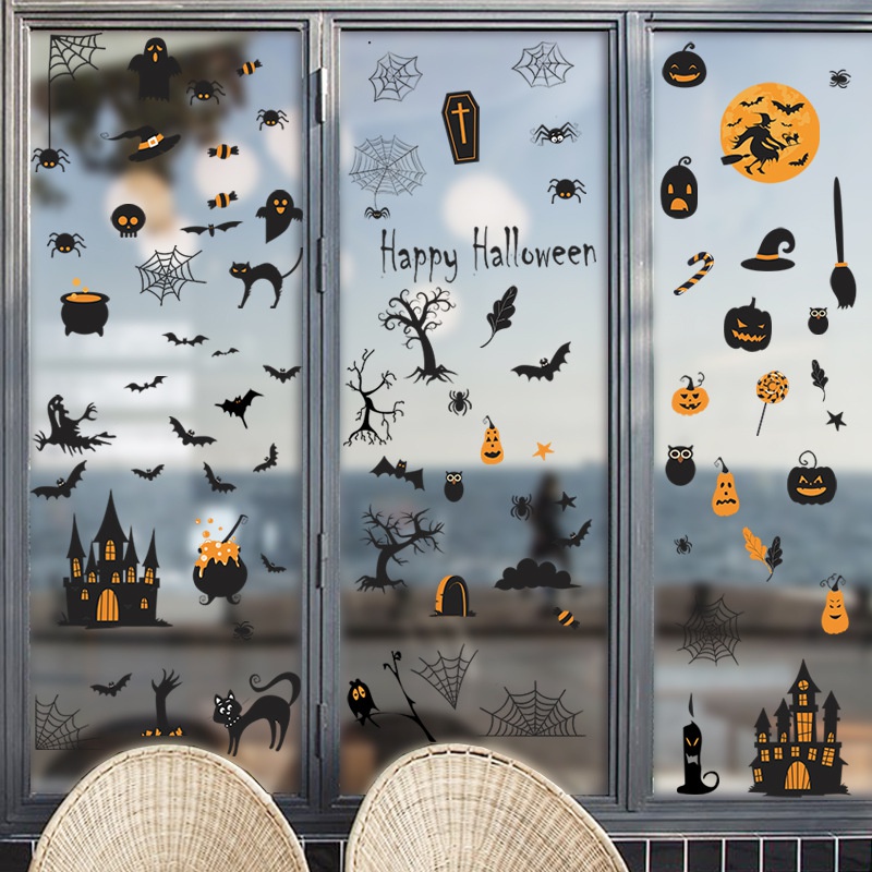 Neue halloween007 Cartoon niedliche Kinder Halloween Party Atmosphre Fenster Glas dekorative Wand aufkleber