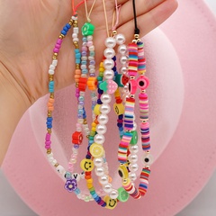 Rainbow Soft Pottery Pearl Glass Rice Bead Bohemian Mobile Phone Chain Wholesale Nihaojewelry