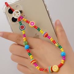 wholesale acrylic colorful beads soft pottery fruit mobile phone lanyard Nihaojewelry