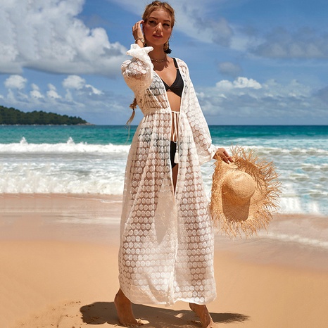 wholesale circle pattern lace long sunscreen cardigan bikini blouse nihaojewelry's discount tags
