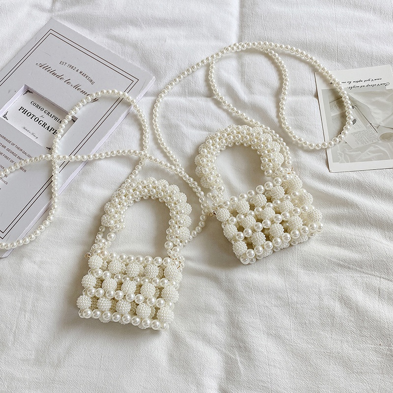 wholesale mini pearl woven messenger bag nihaojewelry