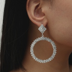 wholesale jewelry retro full diamond round pendant copper earrings Nihaojewelry