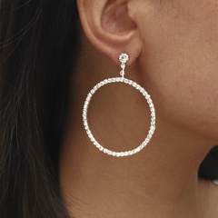 wholesale jewelry diamond-studded large round circle copper earrings Nihaojewelry