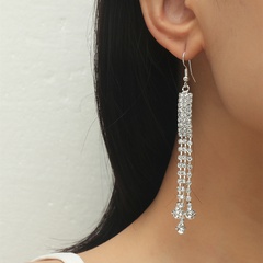 wholesale jewelry long tassel earrings full of diamond copper earrings Nihaojewelry