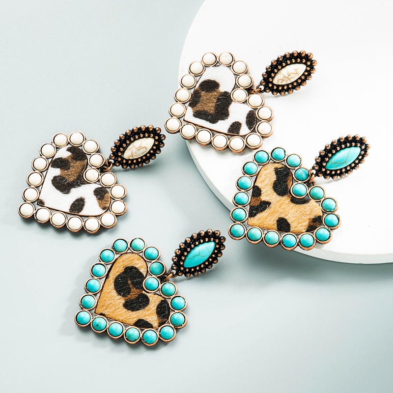 wholesale jewelry bohemia heartshaped earrings leather earrings Nihaojewelry