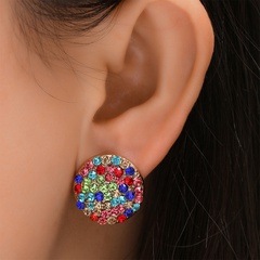 Großhandel Schmuck Mode Legierung eingelegten farbigen Diamanten runde Ohrringe Nihaojewelry