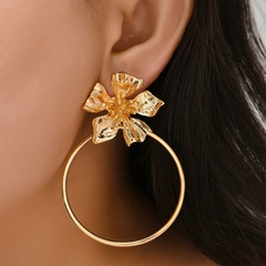 wholesale jewelry retro metal three-dimensional flower earrings Nihaojewelry