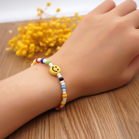 Gelbes Smiley-Gesicht Acrylfarbe Reis-Perlen-Armband Großhandel Schmuck Nihaojewelry's discount tags
