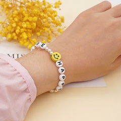 Personalized Japanese and Korean Style Hand-Woven Yellow Smiley Face Small Bracelet Women's Cross-Border New Arrival Ins Pearl Bracelet Wholesale