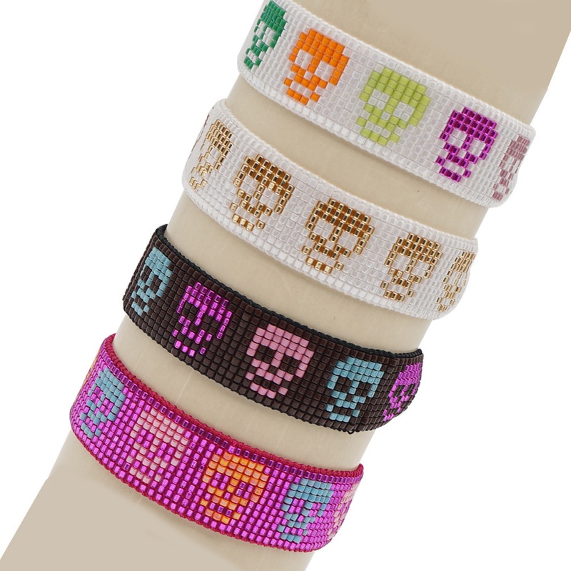 color Halloween skull punk style handwoven Miyuki bead bracelet wholesale jewelry Nihaojewelry NHBDB390701