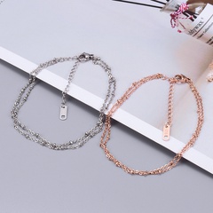 Y11 Mixed Batch Fashion Simple Slim 18K Rose Gold Fine Beads Double-Circle Anklet Long