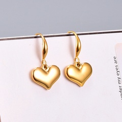 wholesale jewelry simple smooth heart solid titanium steel ear hook Nihaojewelry