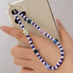 Personality Mobile Phone Charm Female 8mm Acrylic Blue Eyes Branches Mixed Color Starfish Glass Small Rice-Shaped Beads Mobile Phone Lanyard