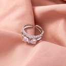 Europe and America Cross Border Fashion DoubleLayer Ring Opening Adjustable MicroInlaid Bow Zircon Copper Ring Ornamentpicture9