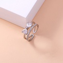 Europe and America Cross Border Fashion DoubleLayer Ring Opening Adjustable MicroInlaid Bow Zircon Copper Ring Ornamentpicture11