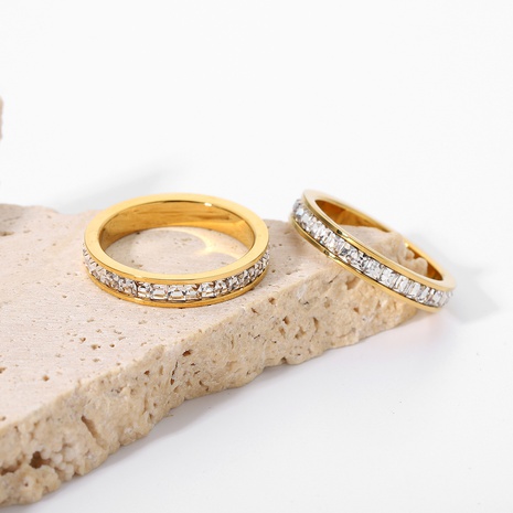 Großhandelsmode 18K vergoldeter eingelegter Zirkontitanstahlring Nihaojewelry's discount tags