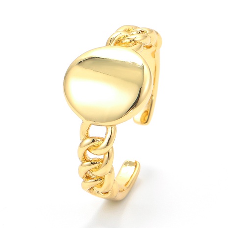 Großhandel Retro runde Öffnung Twist glänzend vergoldeter Kupferring Nihaojewelry's discount tags