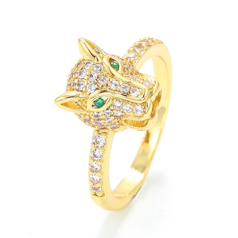Großhandel Mode Kupfer vergoldeter Zirkon Tier Leopard Ring Nihaojewelry's discount tags