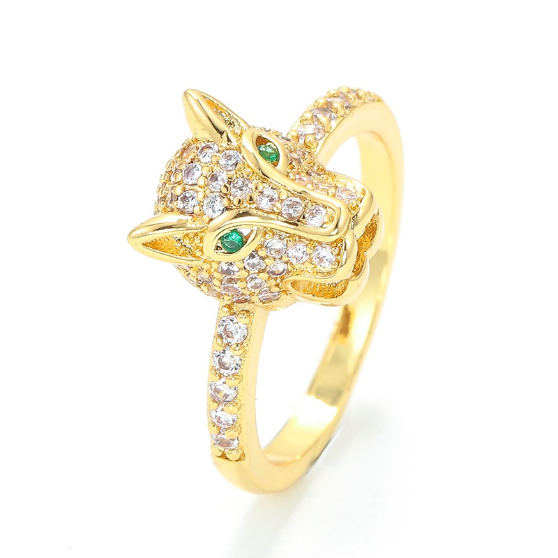 Grohandel Mode Kupfer vergoldeter Zirkon Tier Leopard Ring Nihaojewelry
