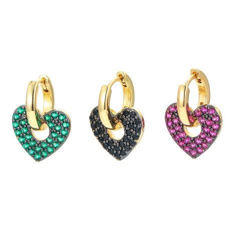 vente en gros bijoux boucles d'oreilles en cuivre diamant couleur coeur zircon micro-incrusté Nihaojewelry's discount tags