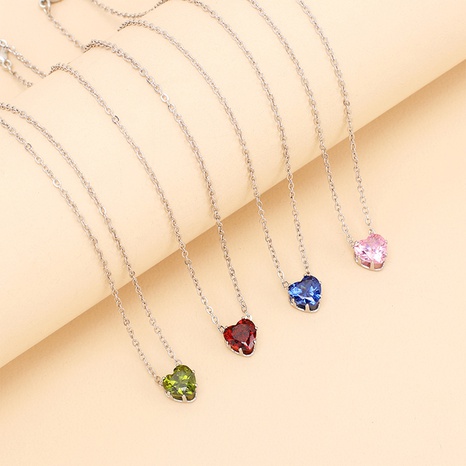 Vente en gros bijoux collier pendentif zircon en forme de coeur nihaojewelry's discount tags