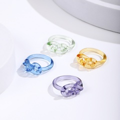 wholesale fashion color transparent resin twist ring 4-piece set Nihaojewelry