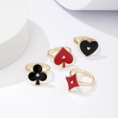 wholesale fashion dripping playing cards black metal opening ring Nihaojewelry
