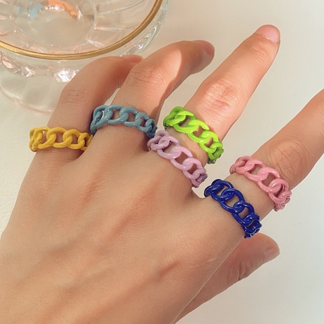 wholesale anillo multicolor de pintura en aerosol de metal roscado de moda Nihaojewelry's discount tags