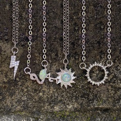 wholesale jewelry lightning flamingo sun diamond-studded pendant necklace nihaojewelry