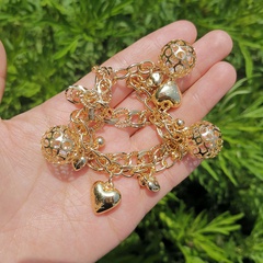 simple hollow bell alloy peach heart chain bracelet wholesale jewelry Nihaojewelry