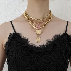 wholesale jewelry butterfly letter flower pendant multi-layer necklace nihaojewelry