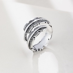 wholesale retro alloy open feather ring Nihaojewelry