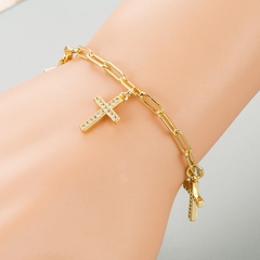 cross pendant copper micro-inlaid zircon chain bracelet wholesale jewelry Nihaojewelry