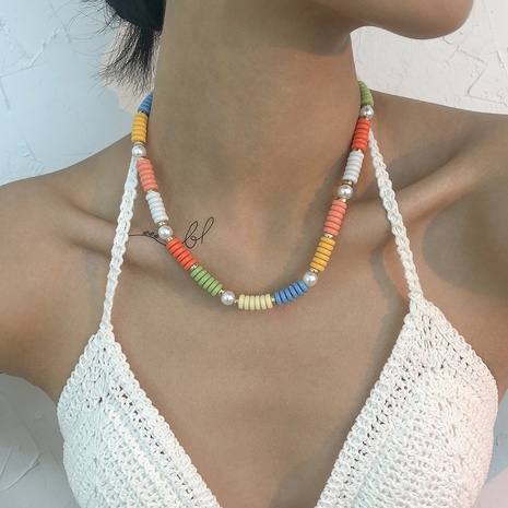 Großhandel schmuck farbe flache perlenkette nihaojewelry's discount tags