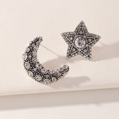wholesale jewelry simple five-pointed star moon asymmetric earrings Nihaojewelry