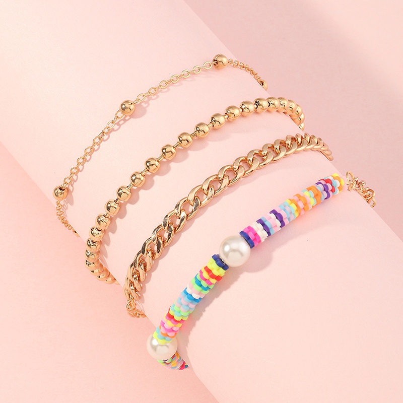 wholesale jewelry flower beads splicing chain bracelet set nihaojewelry