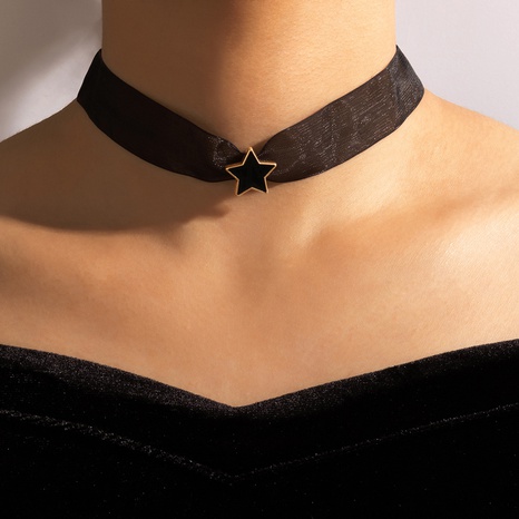 wholesale simple black star ribbon clavicle chain Nihaojewelry's discount tags