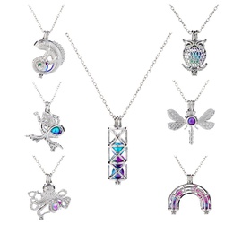 wholesale jewelry luminous hollow owl mermaid cage pendant necklace nihaojewelrypicture13