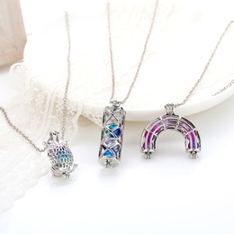 wholesale jewelry luminous hollow owl mermaid cage pendant necklace nihaojewelrypicture15