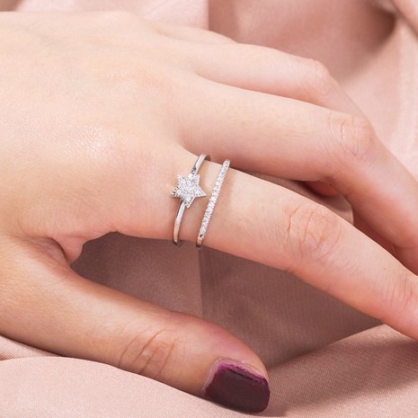 wholesale anillo ajustable de apertura de estrella de circón con incrustaciones micro de moda Nihaojewelry's discount tags