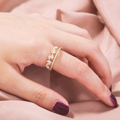 wholesale fashion geometric micro-inlaid zircon opening adjustable ring Nihaojewelry